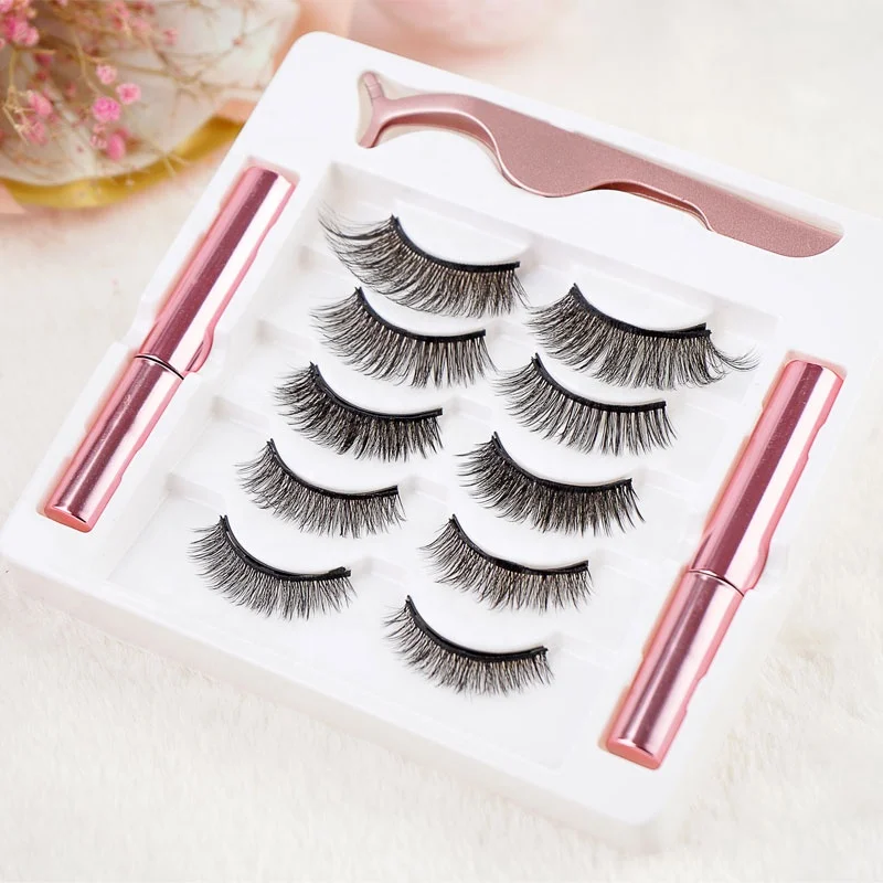 

Arrival Customize 3D False Lashes Eyeliner Partner Set Individual Eyelash Extension 5 Pairs Glue Free Magnetic Eyelashes Kit