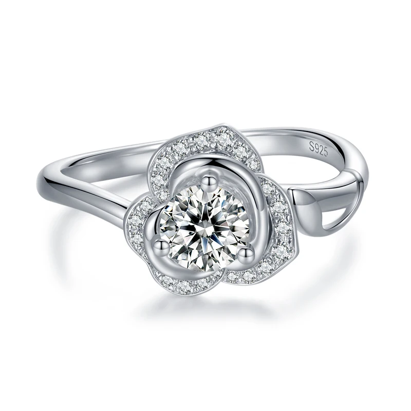 

2021 Trendy Rose Flower Ring For Women Engagement Ring Sterling Silver CZ Rings