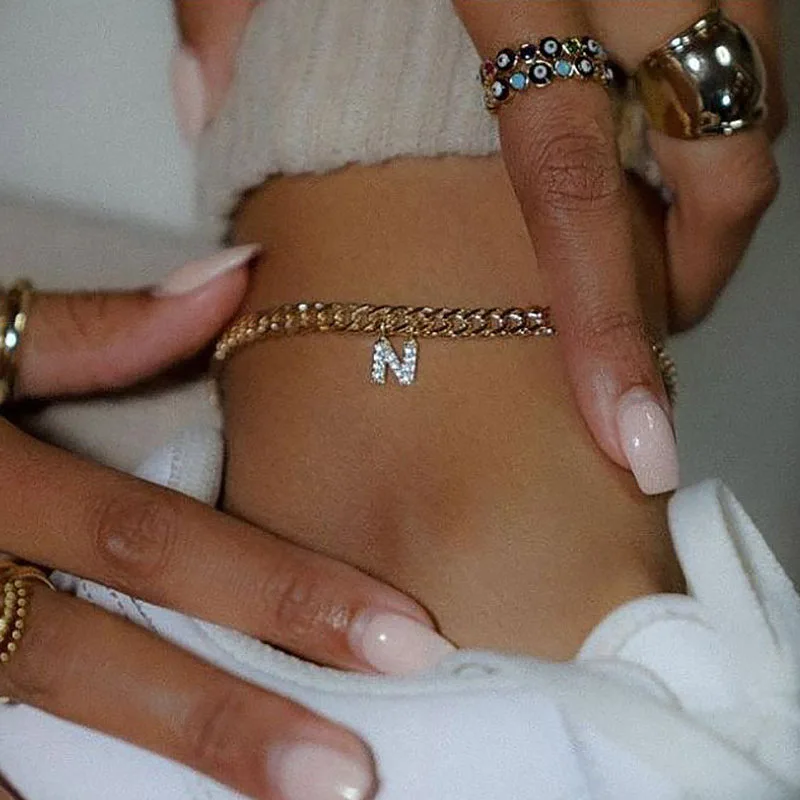 

Wholesale High Quality Gold Plated Foot Anklets Women Letter Anklets Jewelry, Gold,sliver