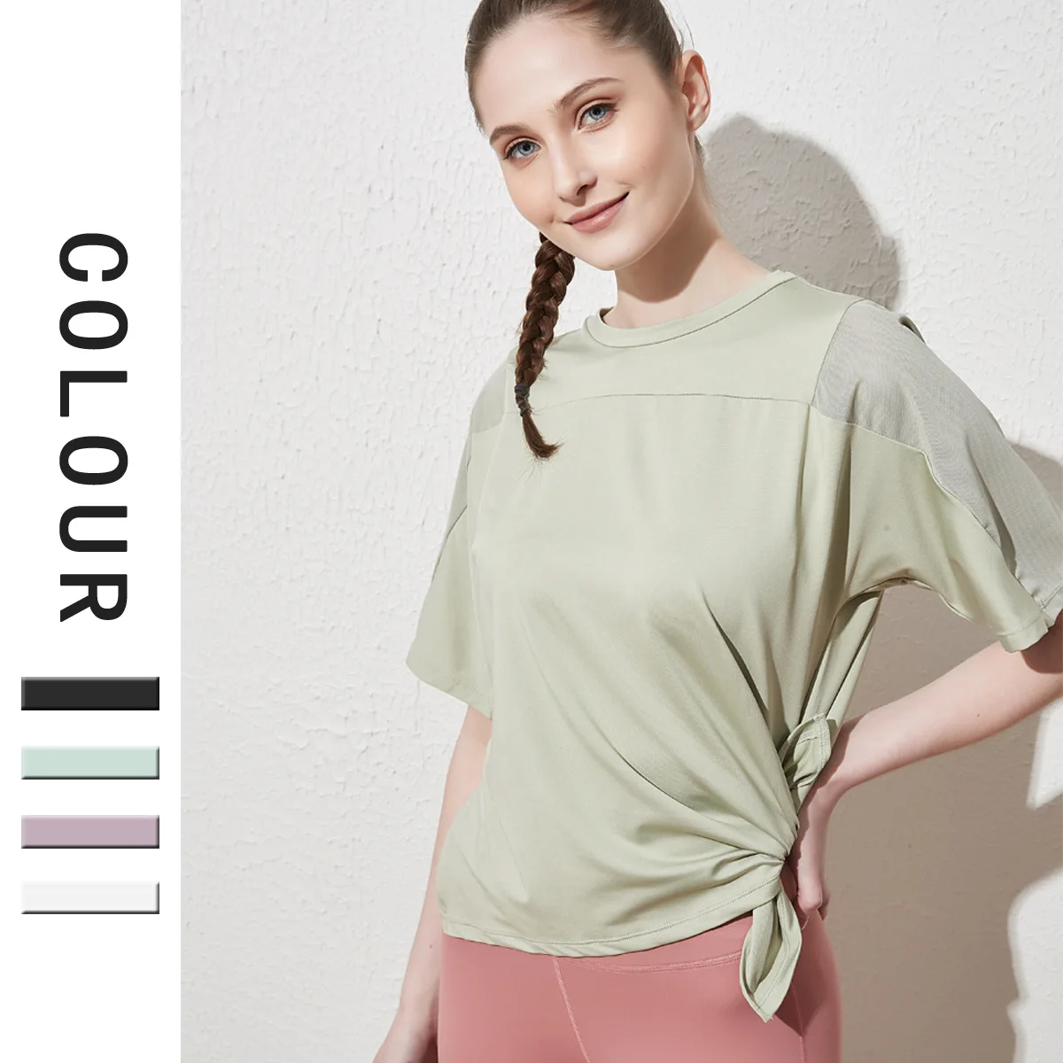 

Sports T Shirt Women Mesh Quick Drying Yoga Clothes Large Size Loose Running Short Sleeved Blouses Fitness Tops