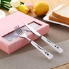 Fruit Forks and Knives With Porcelain Handle Inox Pitch Fork Stainless Steel Fork and Knife Gift Set