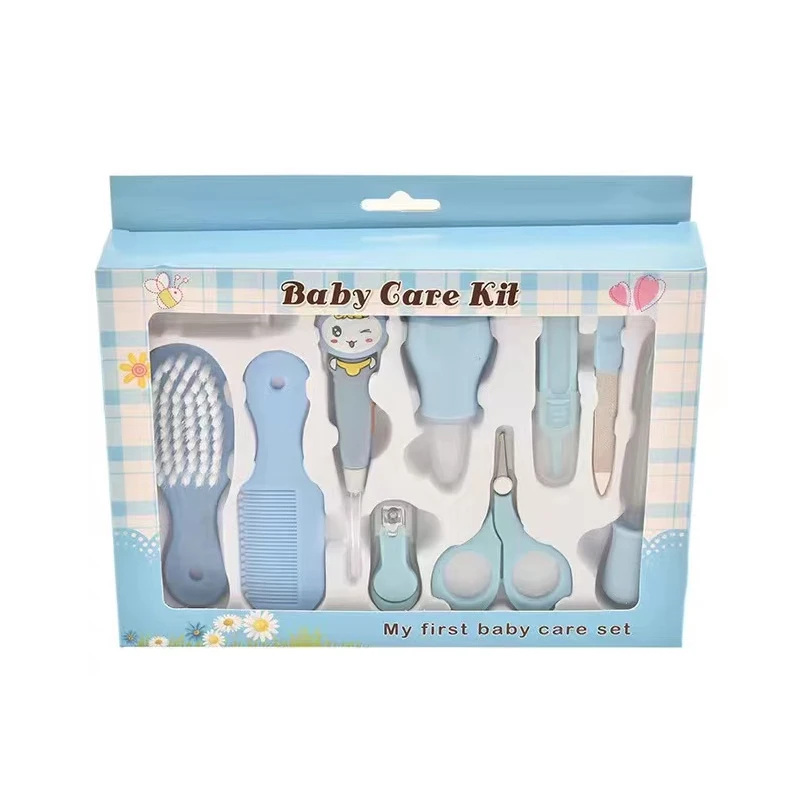 

10 Pcs Set Baby Health Care Kit Newborn Baby Grooming Kit, Blue