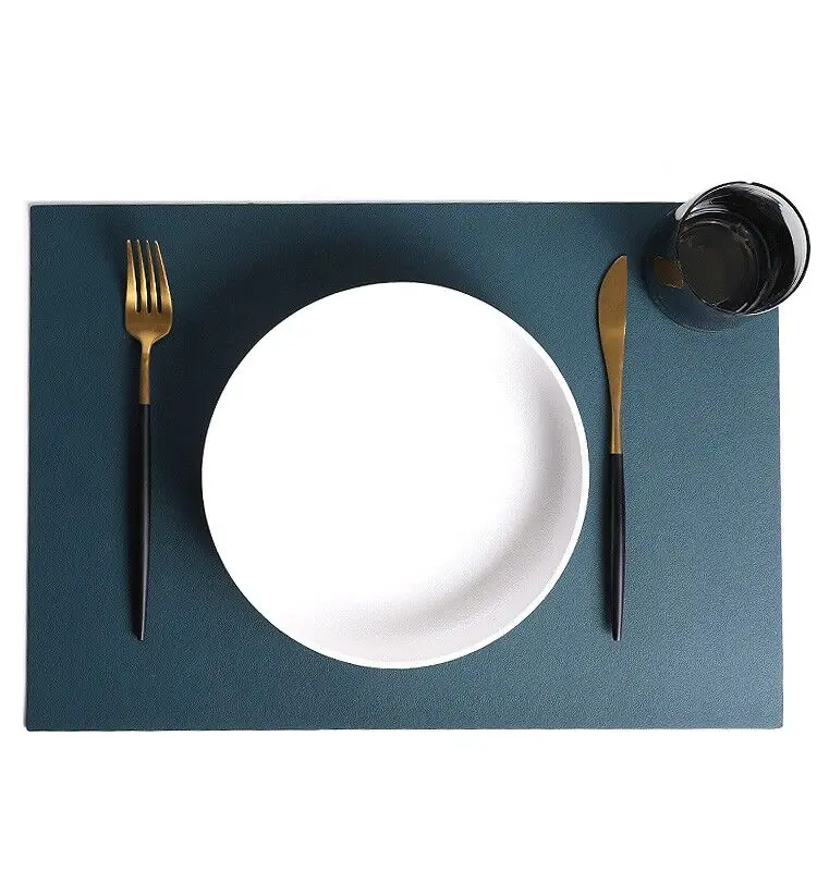 

Elegent Wedding Dinner Table Mat Placemat Restaurant Kitchen Heat Resistant Non-slip Washable PU Leather Placemats, Customized color