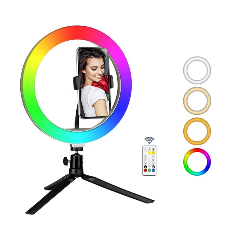 

Aiyusen Live Stream Beauty Makeup Dimmable Fill Lamp Kit Tiktok LED Ring Light RGB Desktop model 10inch with Tripod Stand