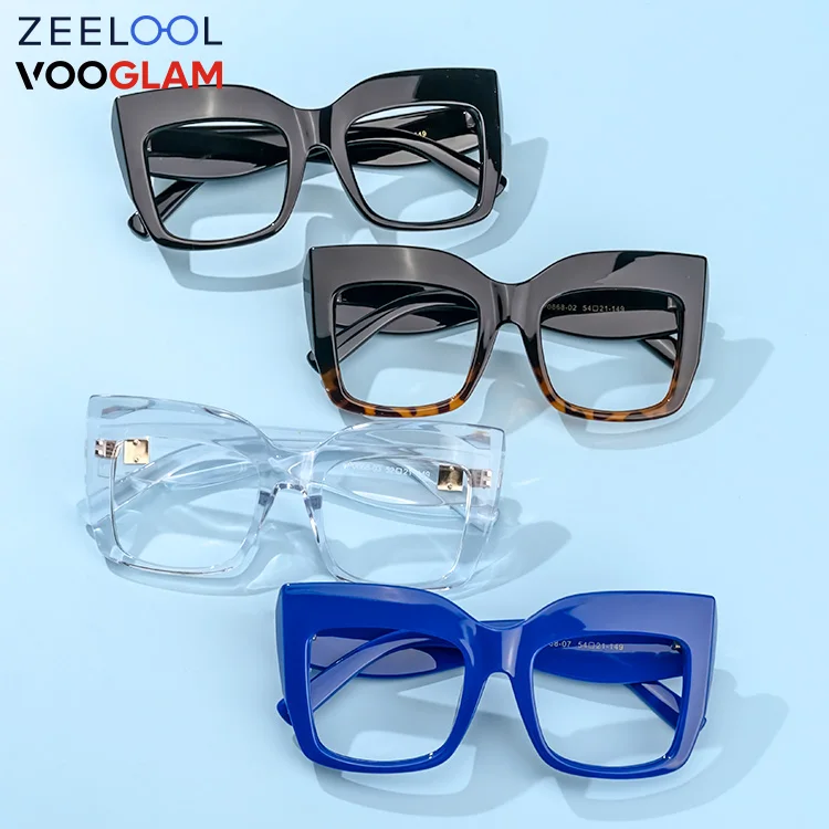 

Zeelool Fashionable Customized TR90 Square Cat Eye Shaped Oversized Thick Optical Glasses Frame