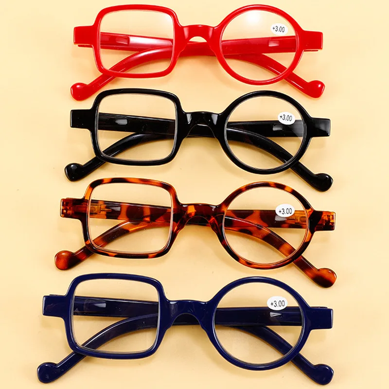 Retro Reading Glasses for Men Women Irregular Eyewear Square Round Fashion Tortoiseshell