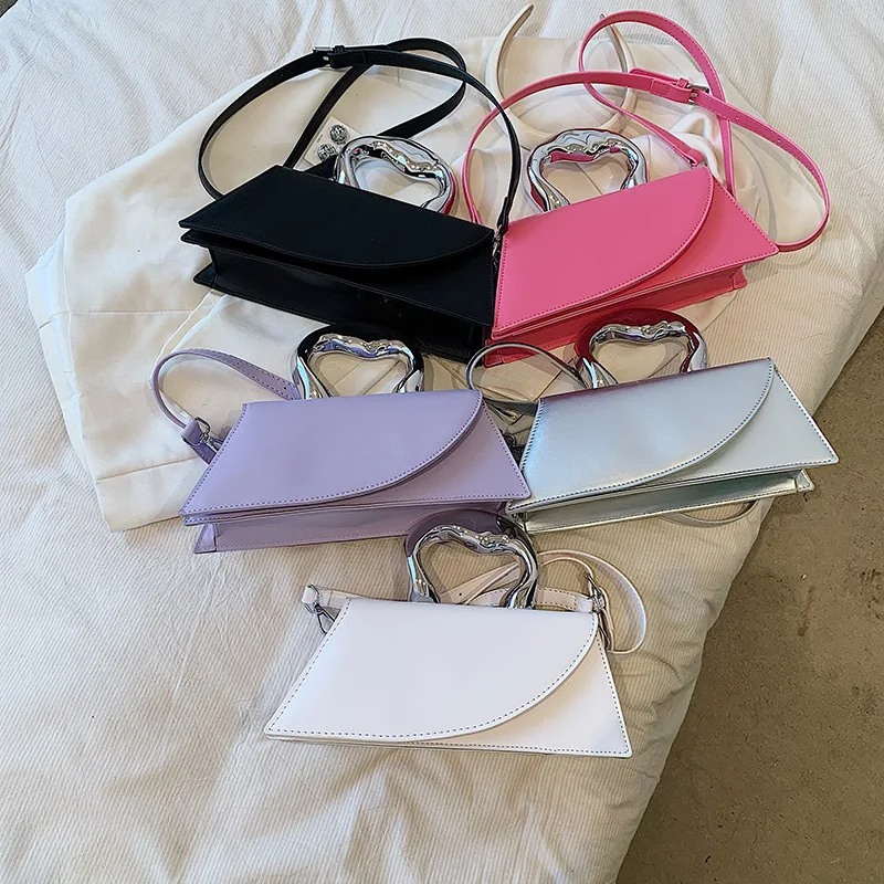 

New design solid color shoulder bags women handbags ladies fashion ladies purse metal handle crossbody sling bags for women