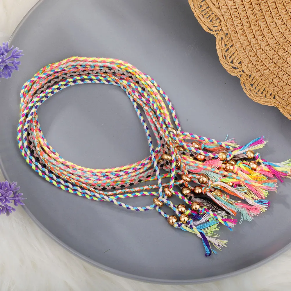 

Colorful Wrist Cord  Birthday Gifts Bracelet Anklet Handmade Wrap Friendship Braided Bracelet for Women Jewelry