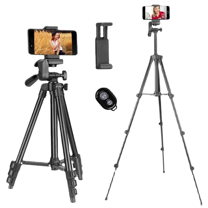 

130CM Aluminum Camera Phone Tripod Universal Tripod Smartphone Mount Stand with Carry Bag Remote Control, Black