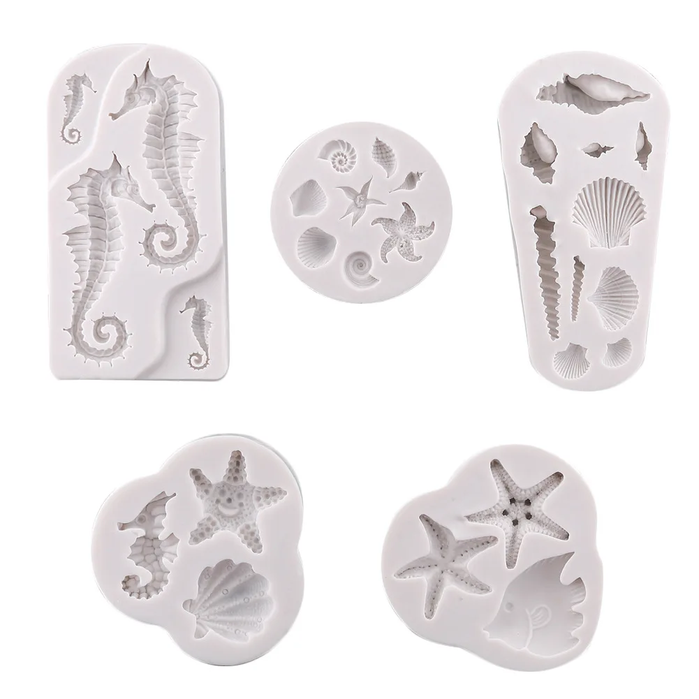

Cake Decorating Tools DIY Sea Creatures Conch Starfish Shell Fondant Cake Candy Silicone Molds Creative DIY Chocolate Mold