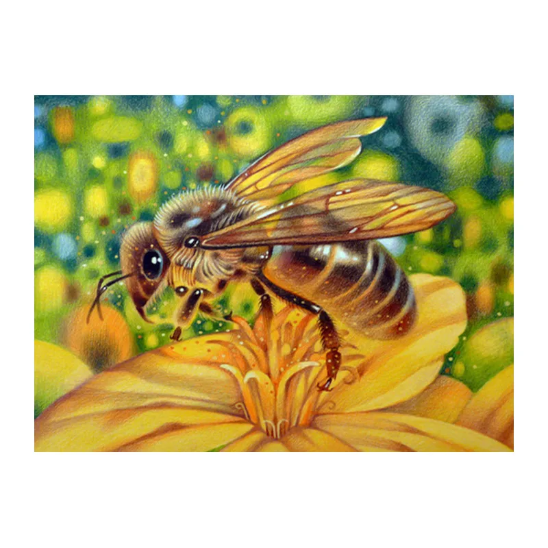 

5d Diy Diamond Painting Bee Collecting Honey On Flower Diamond Embroidery Wall Art Decor Mosaic Gift