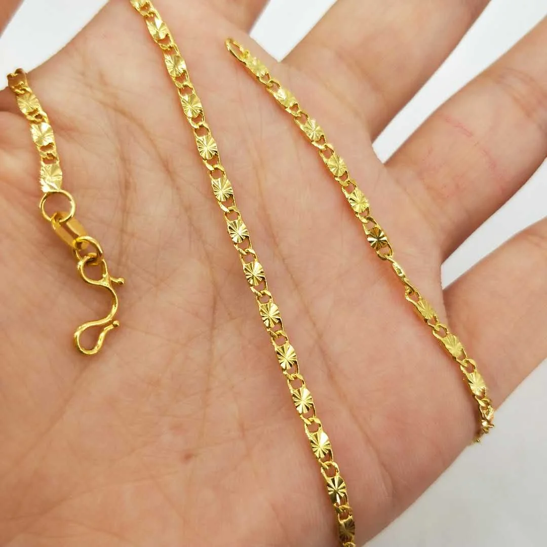 

Jinpinhui jewelry hot sale 24k gold chain necklace for women 45cm long