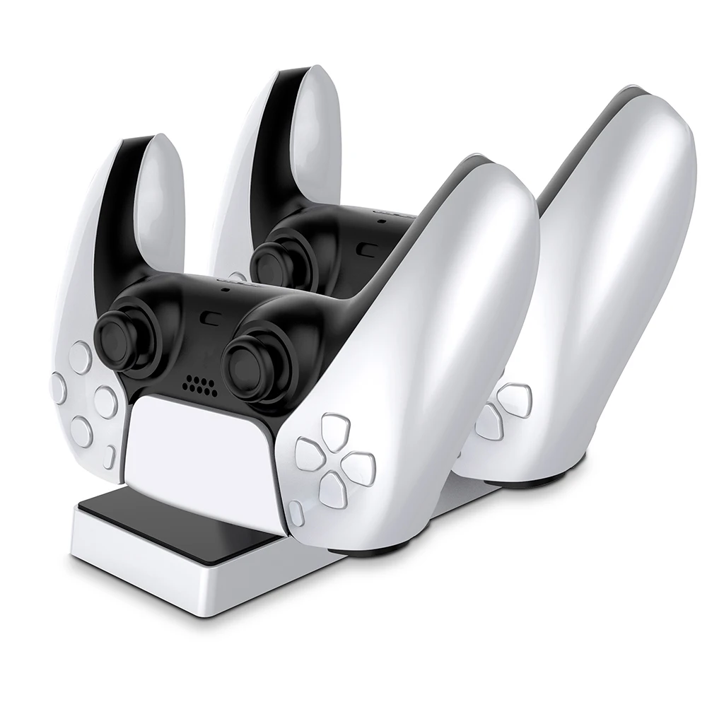 

PS5 controller dual charger P5 game wireless controller charging station with contact, White