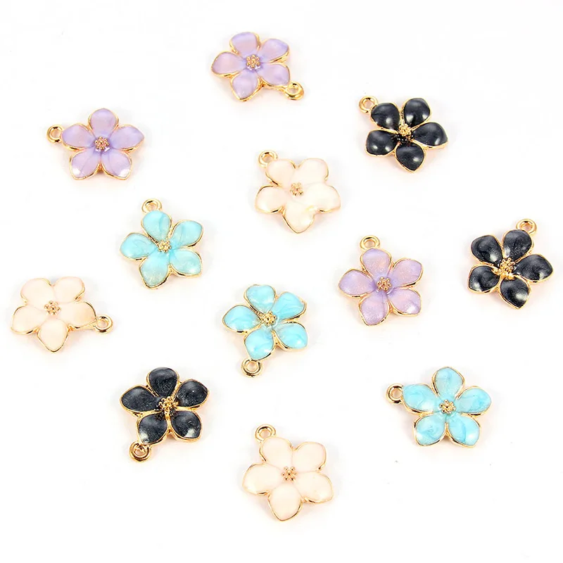 

Fashion color flower drop oil alloy charms enamel pendant accessories for bracelet necklace jewelry making 16*15mm