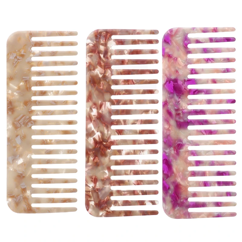 

cellulose acetate custom logo Hair salon professional hairdressing tools amber retro oil head wide teeth styling comb, Customized color