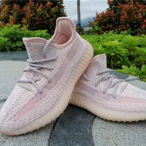 

with logo & boxes reflective yeezys sports real yeezy-350 V2 pink synth shoes men women running footwear zapatillas sneakers