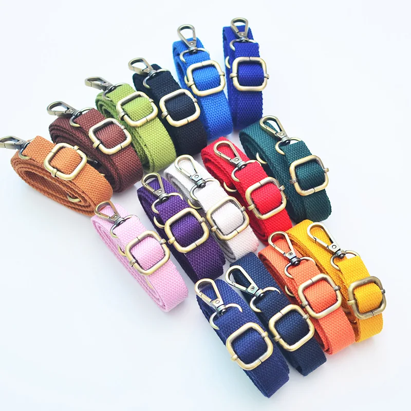 

Muiti Color 2cm Wide Pink Detachable Cotton Bag Shoulder Strap Replacement With Antique Bronze Hardware, As picture