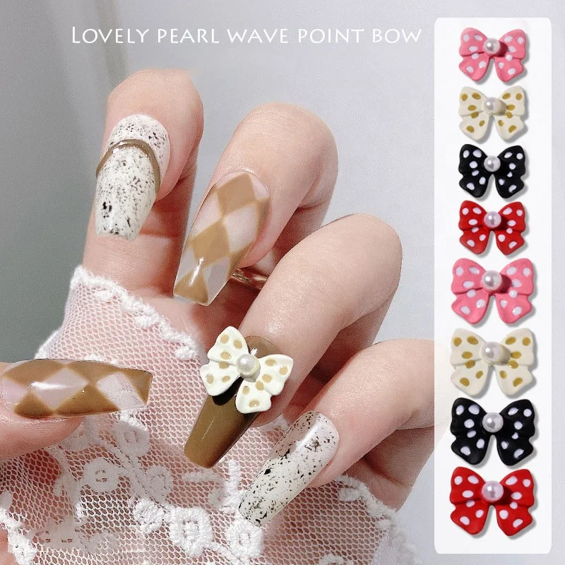 

Paso Sico Japanese Nail Accessories Point Bowknot Design Kawaii Pearls Lovely Nail Art Decoration Charms for Manicure