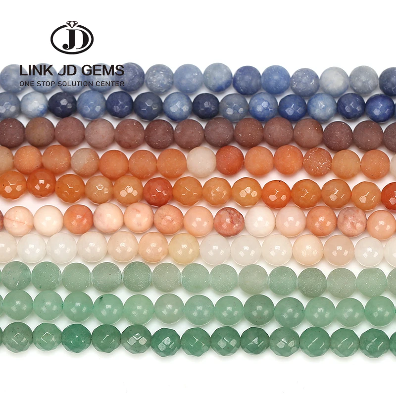 JD 4-12mm Pick Size Natural Green/Red/Blue Aventurine Frost Round Beads Blue Round Loose Stone Beads For Jewelry making