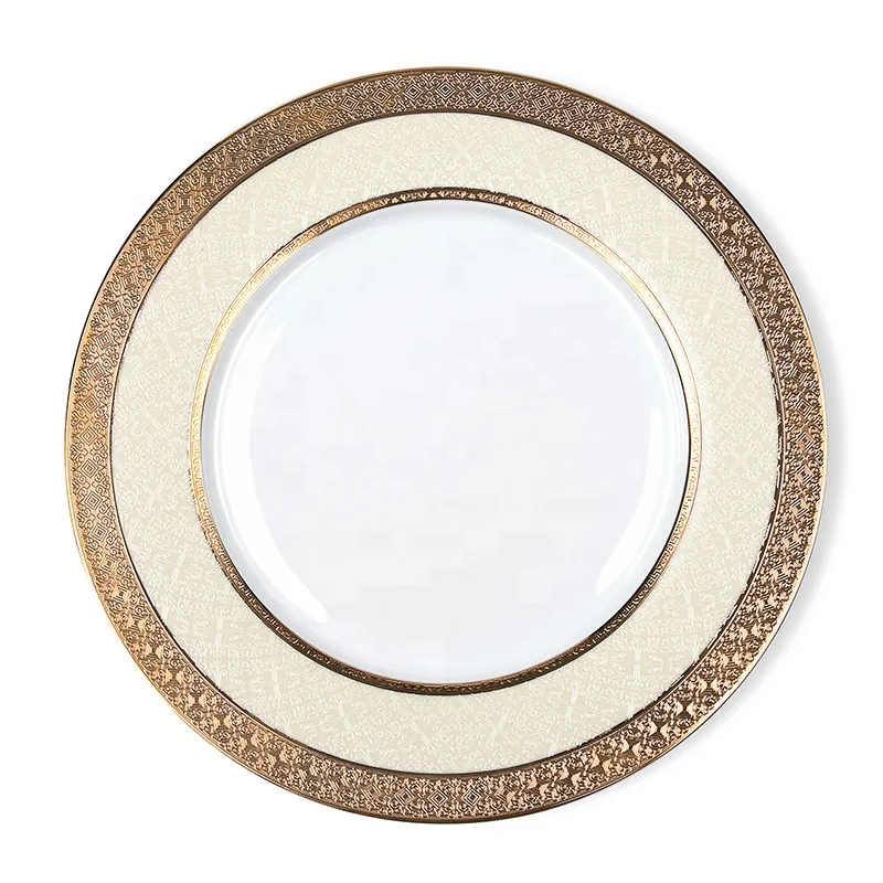Manufacturer Fine Bone China Plate Gold Rim Dessert Plate Bone China