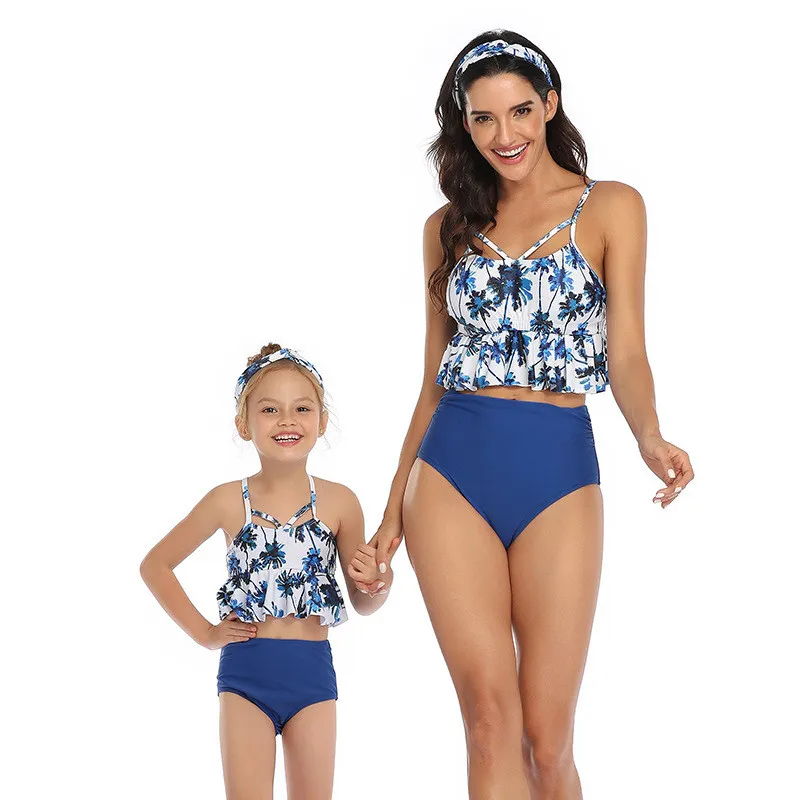 

ZY5145 Private Label Mom And Me Swimsuit Floral Family Swimwear