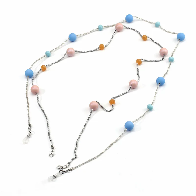 

Fashion Pink Blue Round Balls Masked Lanyards Necklace Strap Women Chain Holder for Masking Glasses Chain Holder Metal Chain, Custom colors