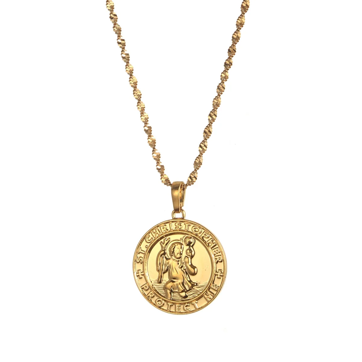 

St. Christopher Protect Me Necklaces For Women Men Saint Christophe Pendant Religious Jewelry