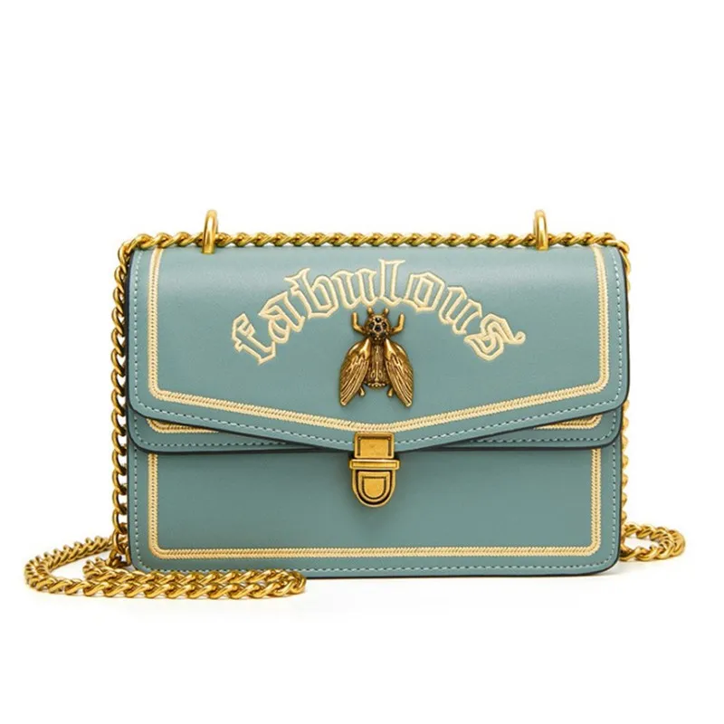 

2021 New Ins Hot Sales Vintage Chain Messenger Bag Embroidery Shoulder Bee Fashion Ladies Handbags, Black,red,green, or customized as your request