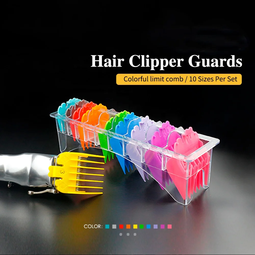 

10sizes Universal Colorful Hair Clipper Guide Comb Guard Multicolor Plastic Clip Guards Comb Limit Comb for Hair Trimmer, Mixed-color