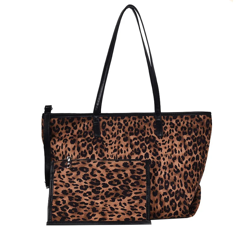 

Ladies wholesale handbag High capacity bags Leopard print canvas bag, 2 color