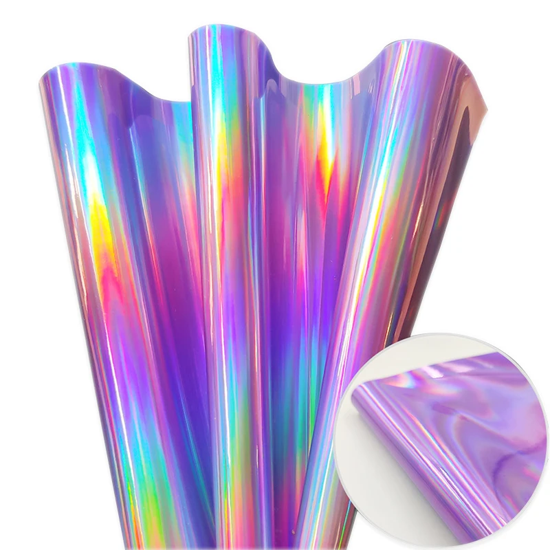 
Glossy Shiny Faux Pu Leather Glitter Material Fabric Holographic Synthetic Pvc Pu Leather Sheet For Ladies Bag 