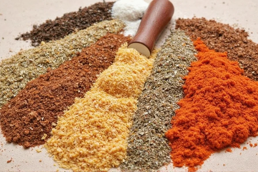 Cooking with spices on a kitchen counter