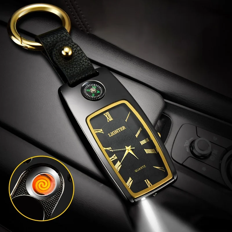 

Christmas day gift mini lighter with flashlight and compass three-in-one functions buckle keychain from lovisle