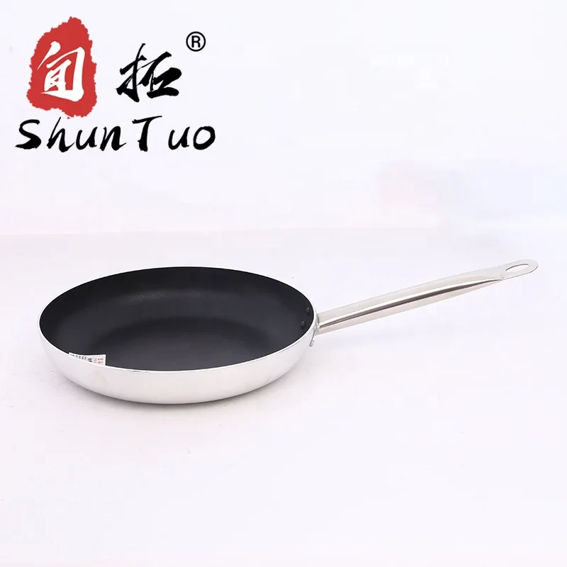 

induction stainless steel handle aluminum alloy non stick cooking pan skillet saucepan egg frying pans, Granite color