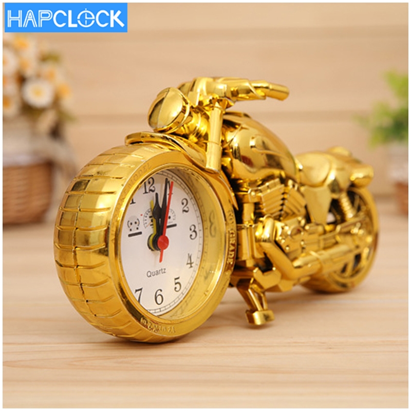 

lovely Motorcycle Alarm children small alarm clock Creative gift table clock, Black gold