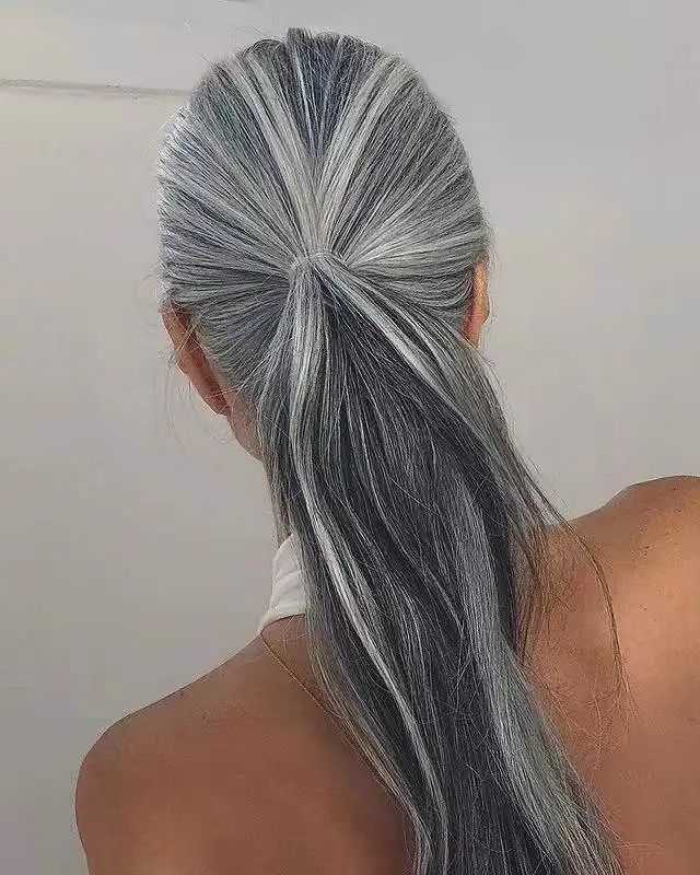 

gray hair weave ponytail hairpiece clip in drawstring around human hair virgin ponytails long wavy human hair wigs