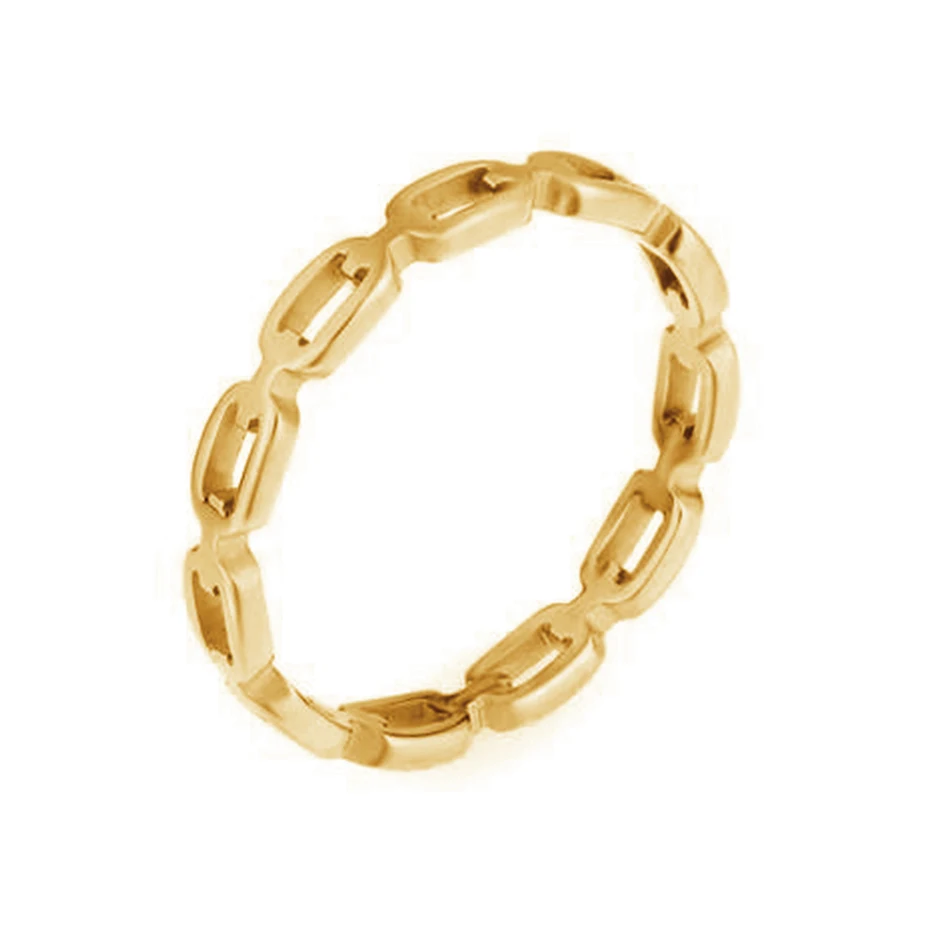 

2021 Fashion trendy jewelry 925 sterling silver 18k gold plated wholesale dainty chain link rings