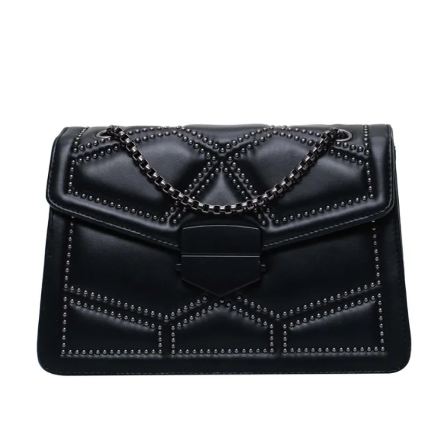 

New lady bag 2021 new fashion simple messenger bag rivet single shoulder chain small square women shoulder bags