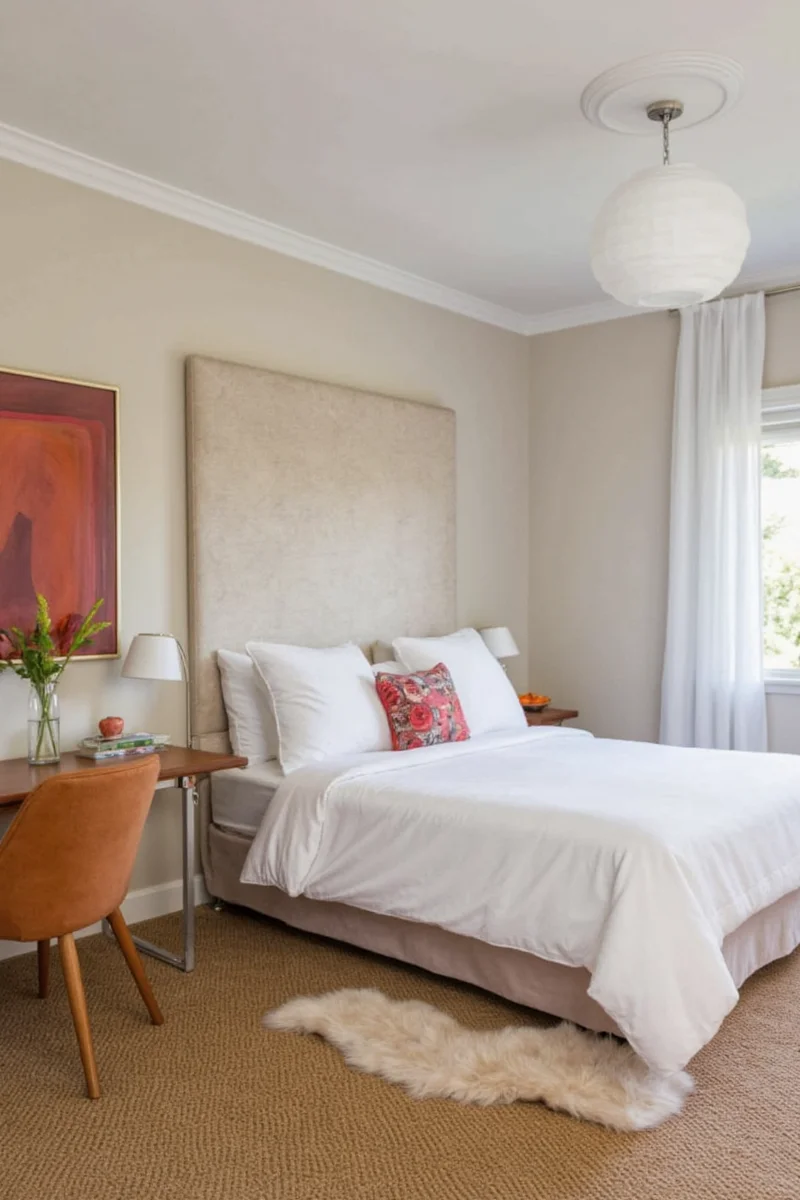 Small master bedroom using multi-functional furniture