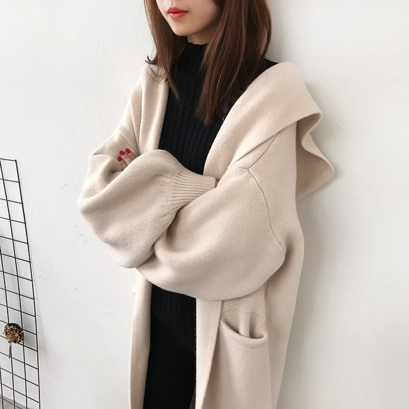 

*GC-3353 2020 new arrivals knitted lady long coat Wholesale sexy Good quality Bestsale with hood cashmere cardigan sweater