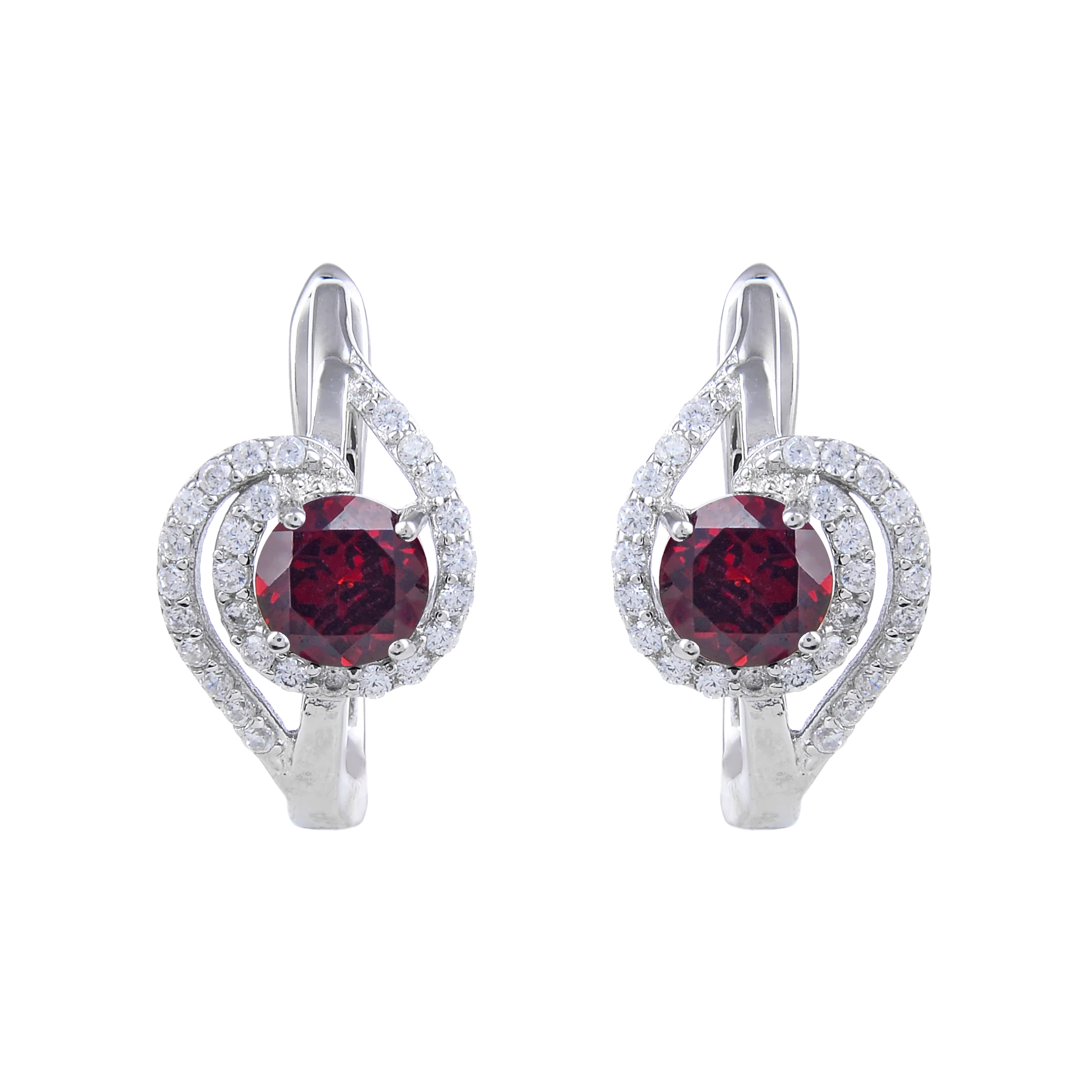 

Abiding Factory Direct Sale 925 Sterling Silver Stud Earring Earring Natural Garnet Halo Earring Silver Fashion Jewelry