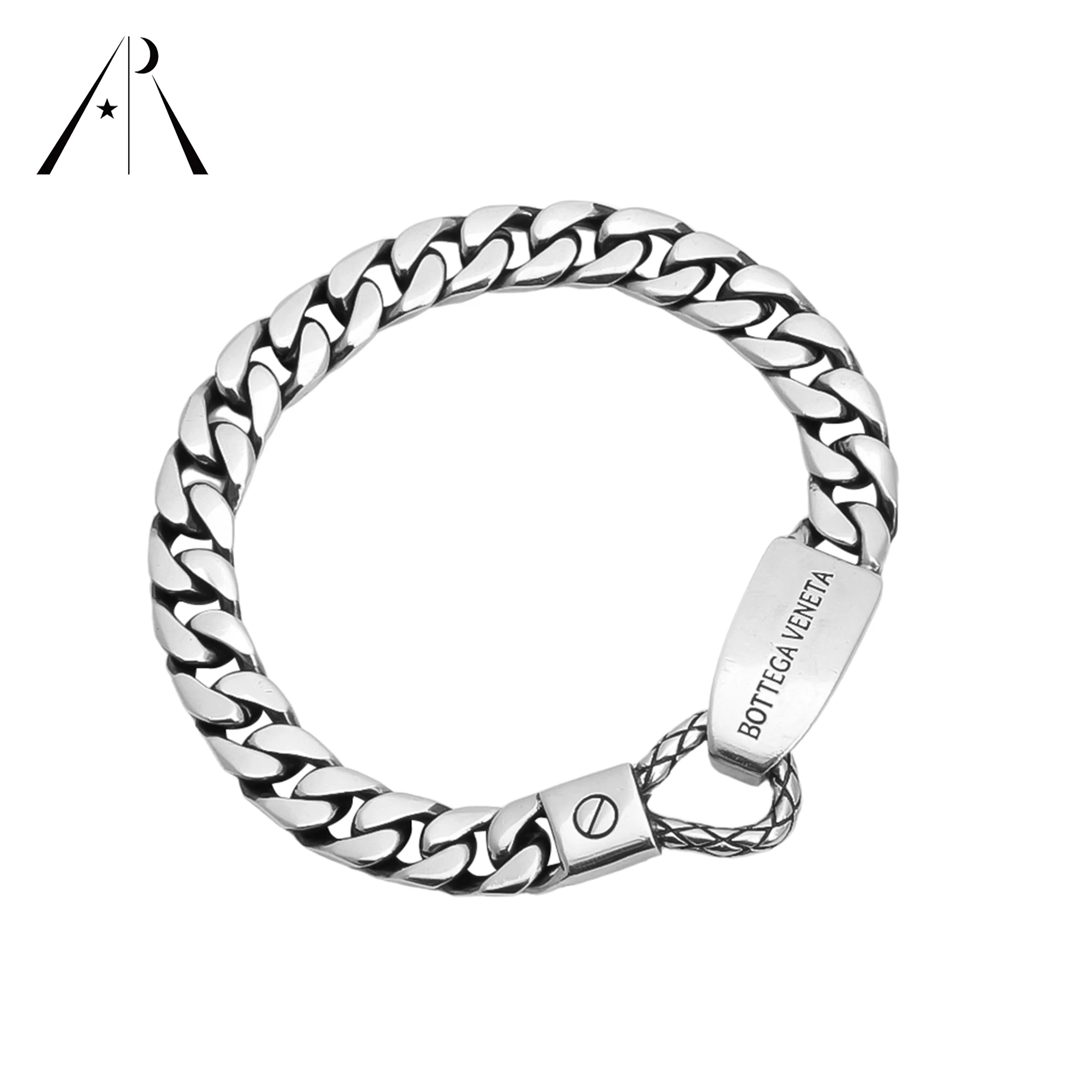 

Fashion Personality Hook Button Bracelets Hot 8MM Silver 925 Solid Curb Link Cuban Chain Bracelet For Men And Women