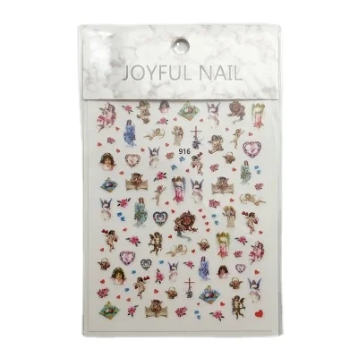 

JOYFUL 913-918 wholesale 2020 New Japanese Style Angel Cupid holy mother 3d decals nail Stickers, Laser holographic