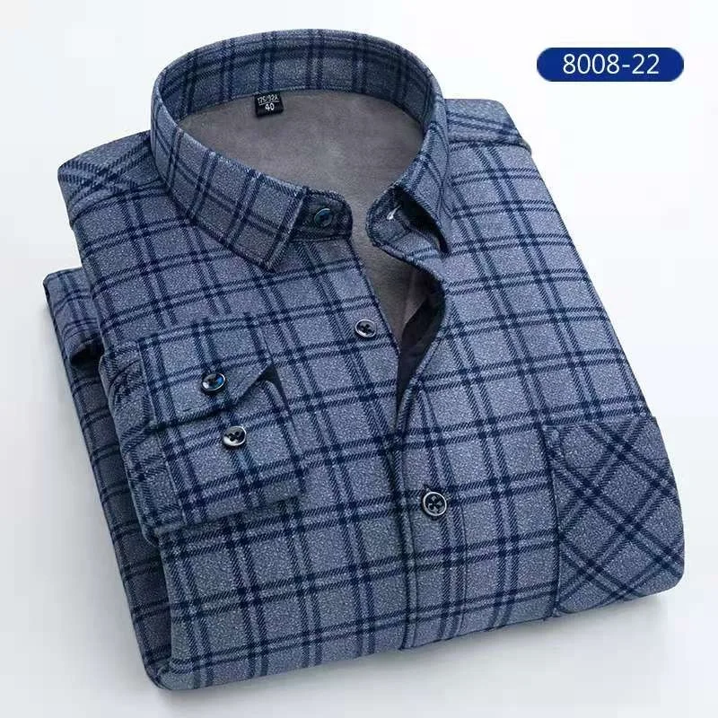 

wholesale Custom high quality cotton new classic shirt Double-sided velvet winter warm men's formal plaid shirts for men