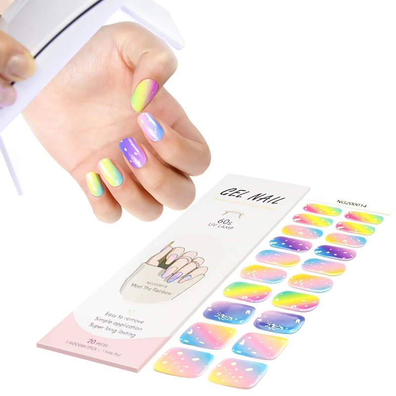 

Huizi nail supplies wholesale semi cured Gel Nail strip stickers Non-Toxic Long Lasting semi cured Gel Nail wraps