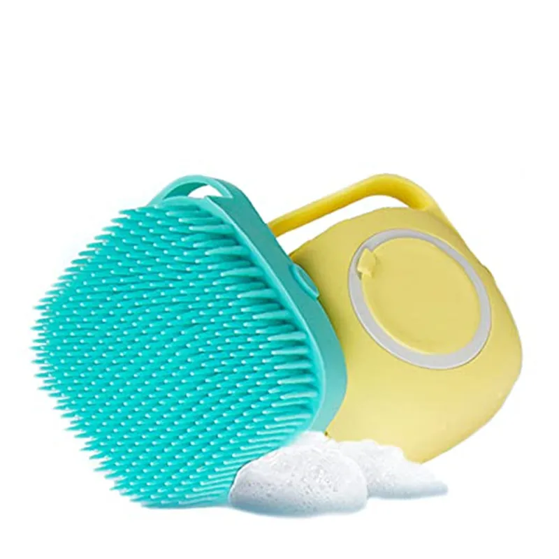 

Body Cleaner Silicone Baby Bath Hair Brush Shampoo Dispenser Brush Baby Cleaning Scrubbers, Yellow, green, pink, etc