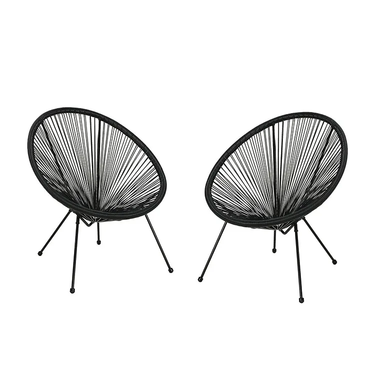

Outdoor Modern 2pcs Black Hammock Rattan Weave Chair with Steel Frame