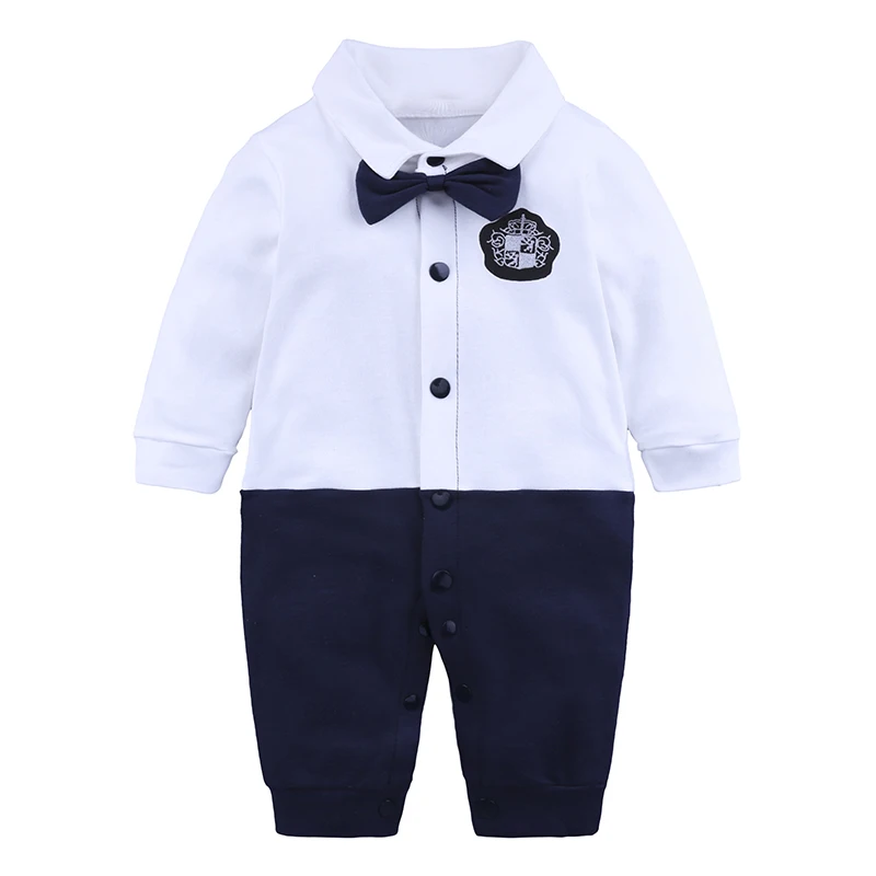 

2019 infant long sleeve bodysuit kids custom jumpsuit for baby boy with bow, Customized