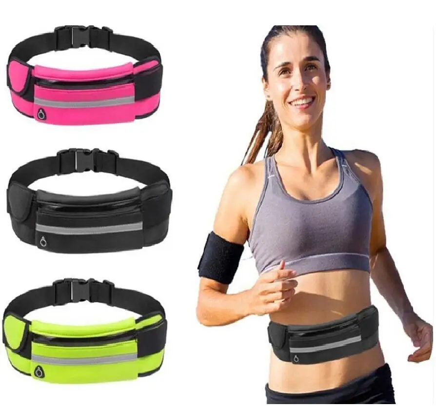 

Outdoor Jogging Belt Fanny Pack Waterproof Anti-theft Reflective Phone Waist Bag With Water Bottle Holder, Blue,black,light green,orange,rose red,or custom