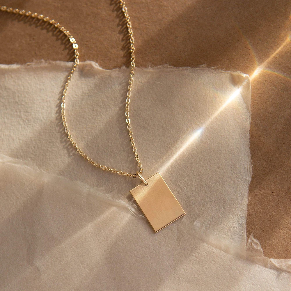 

eManco Rectangle Shape Pendant Necklace Minimalist Stainless Steel Jewelry Wholesale Drop Shipping